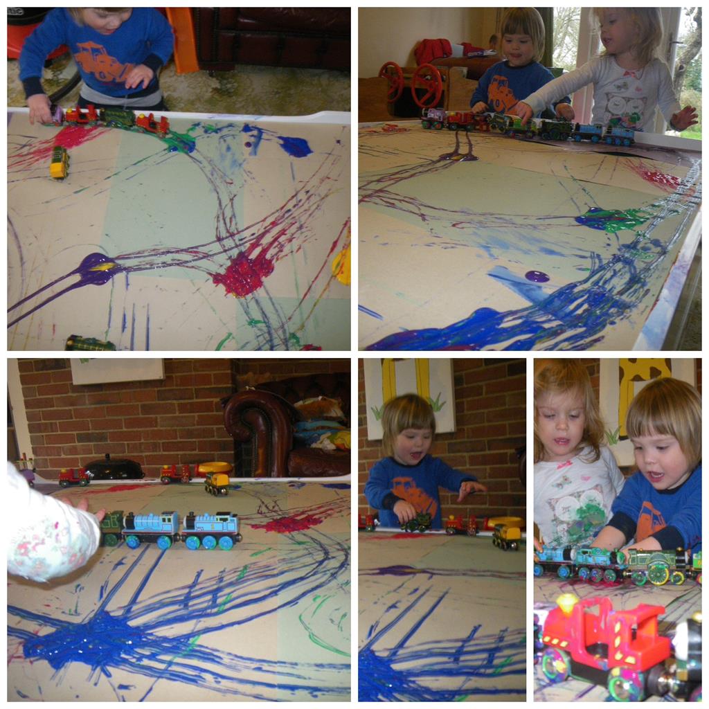 Tuff Spot Play – Painting With Trains
