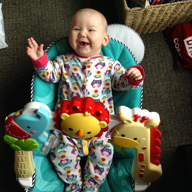 My giant 4 month old has outgrown her bouncy chair!  She is very pleased with herself x