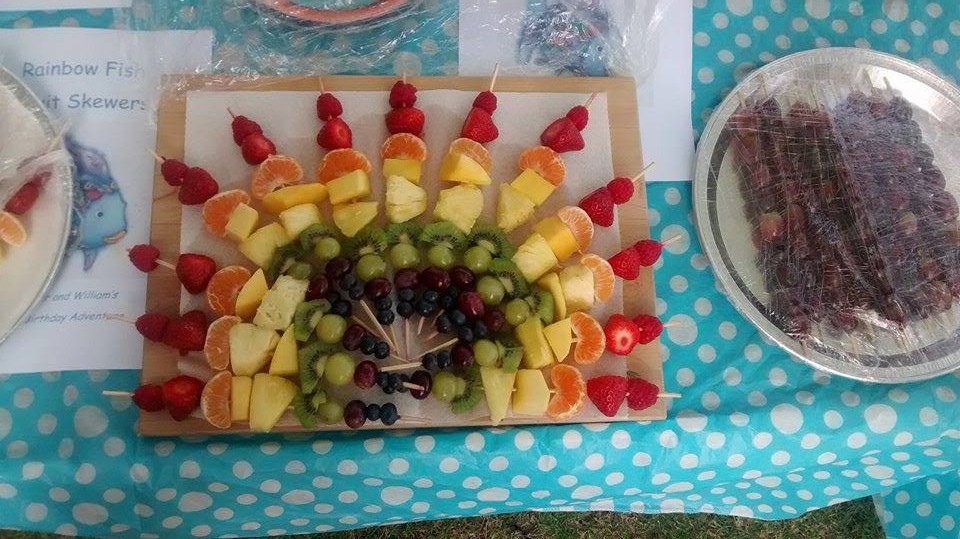 Rainbow Fish fruit skewers