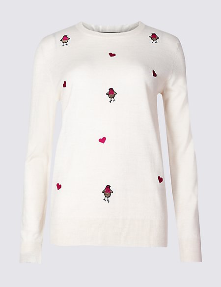 m and s embroidered robins